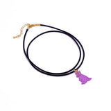 Cute Kangaroo Necklace Pink Animal Pendant, Gold Accent Choker for Women 5253