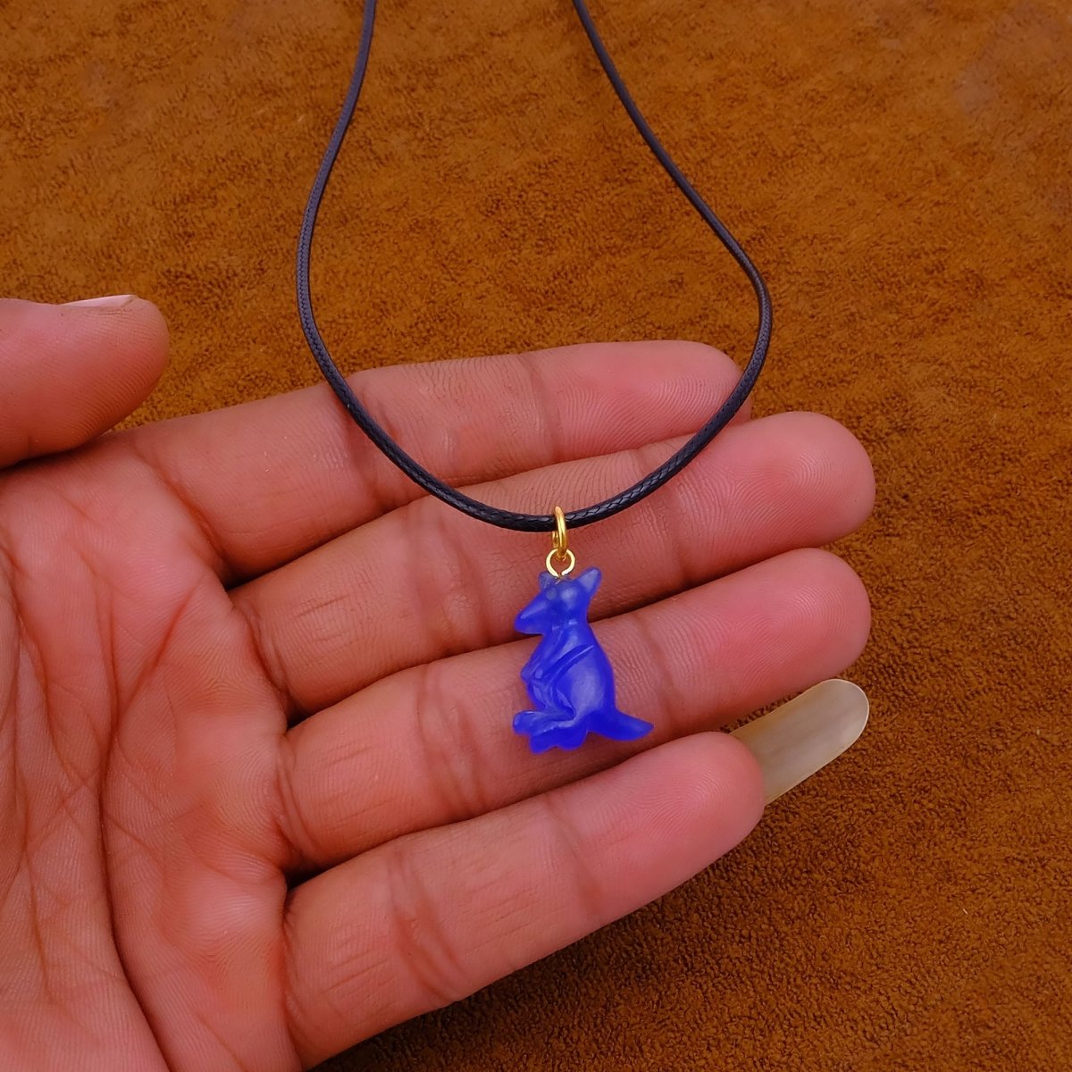 Cute Kangaroo Necklace Pink Animal Pendant, Gold Accent Choker for Women 5253