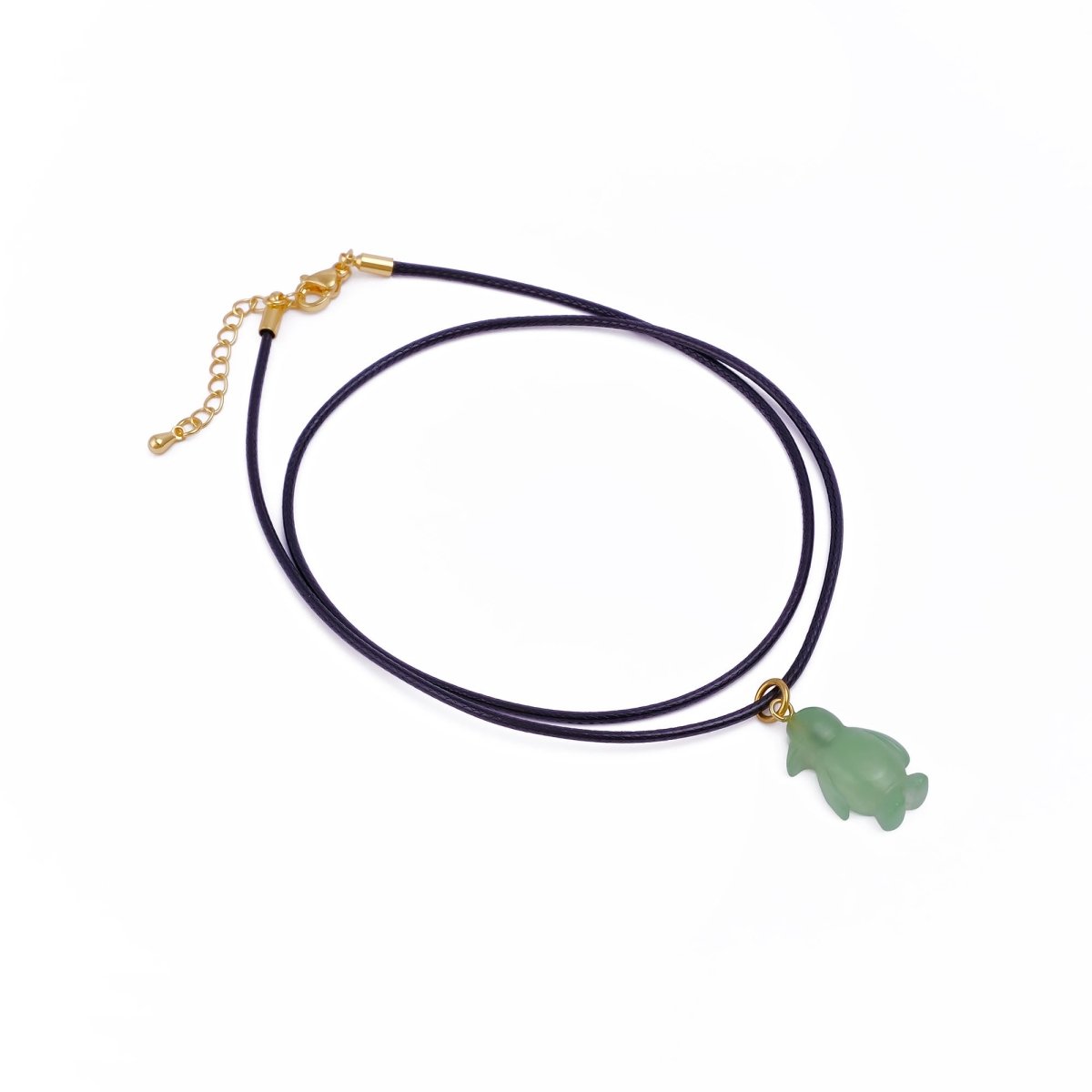 Cute Pink Penguin Charm Necklace, Adjustable Black Cord Choker 5254 Green