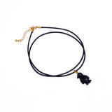 Cute Pink Penguin Charm Necklace, Adjustable Black Cord Choker 5254 Black