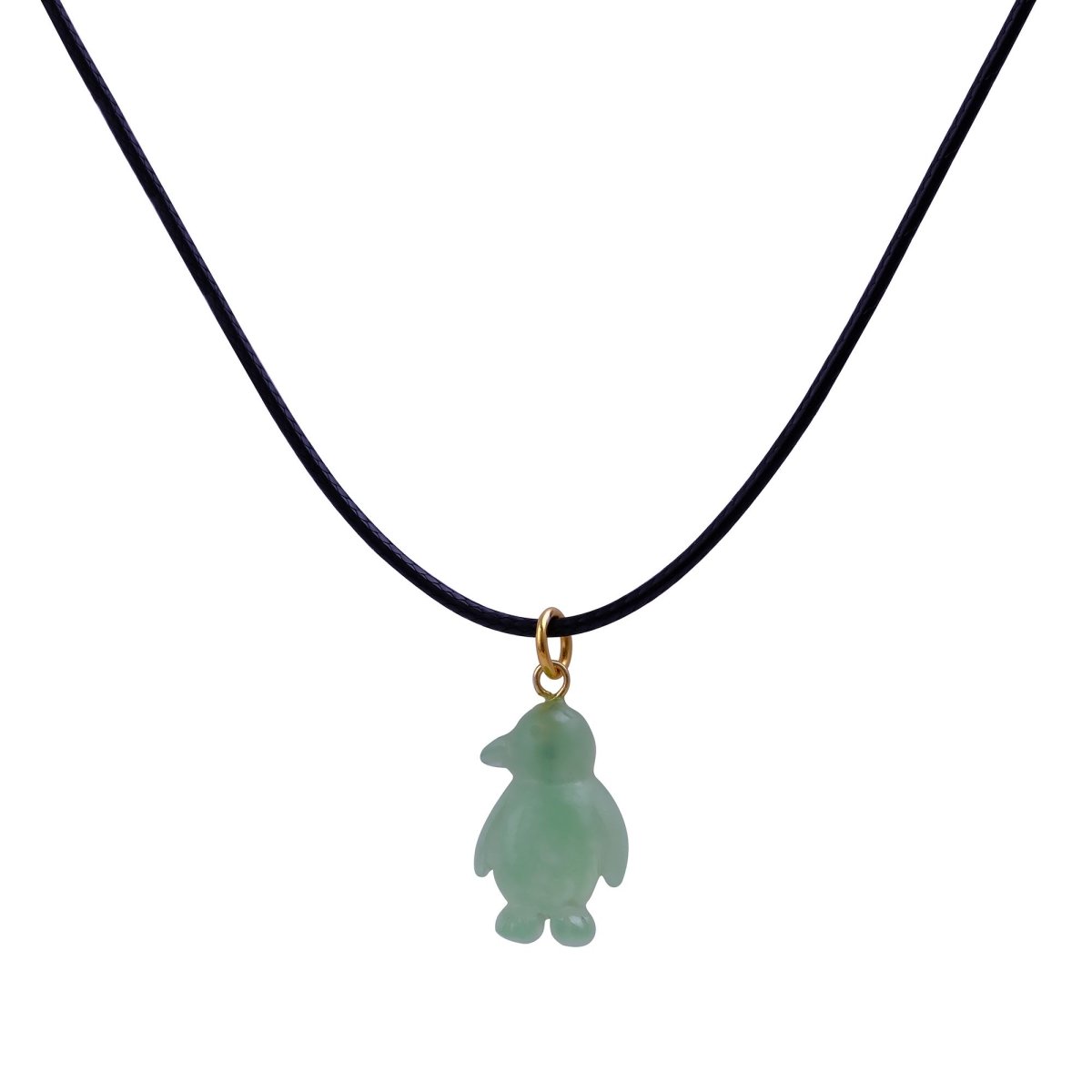 Cute Pink Penguin Charm Necklace, Adjustable Black Cord Choker 5254