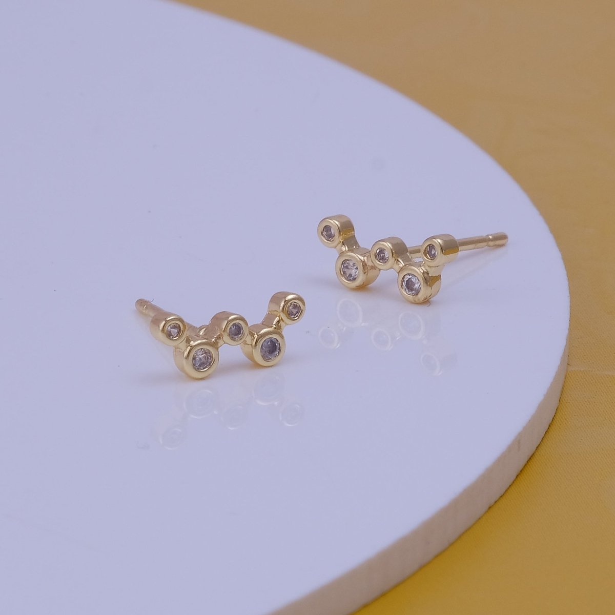 Cute Tiny Cubic Zircon Gemstone Stud Earrings Aesthetic Gold Plated Jewelry For Her
