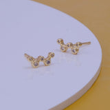 Cute Tiny Cubic Zircon Gemstone Stud Earrings Aesthetic Gold Plated Jewelry For Her