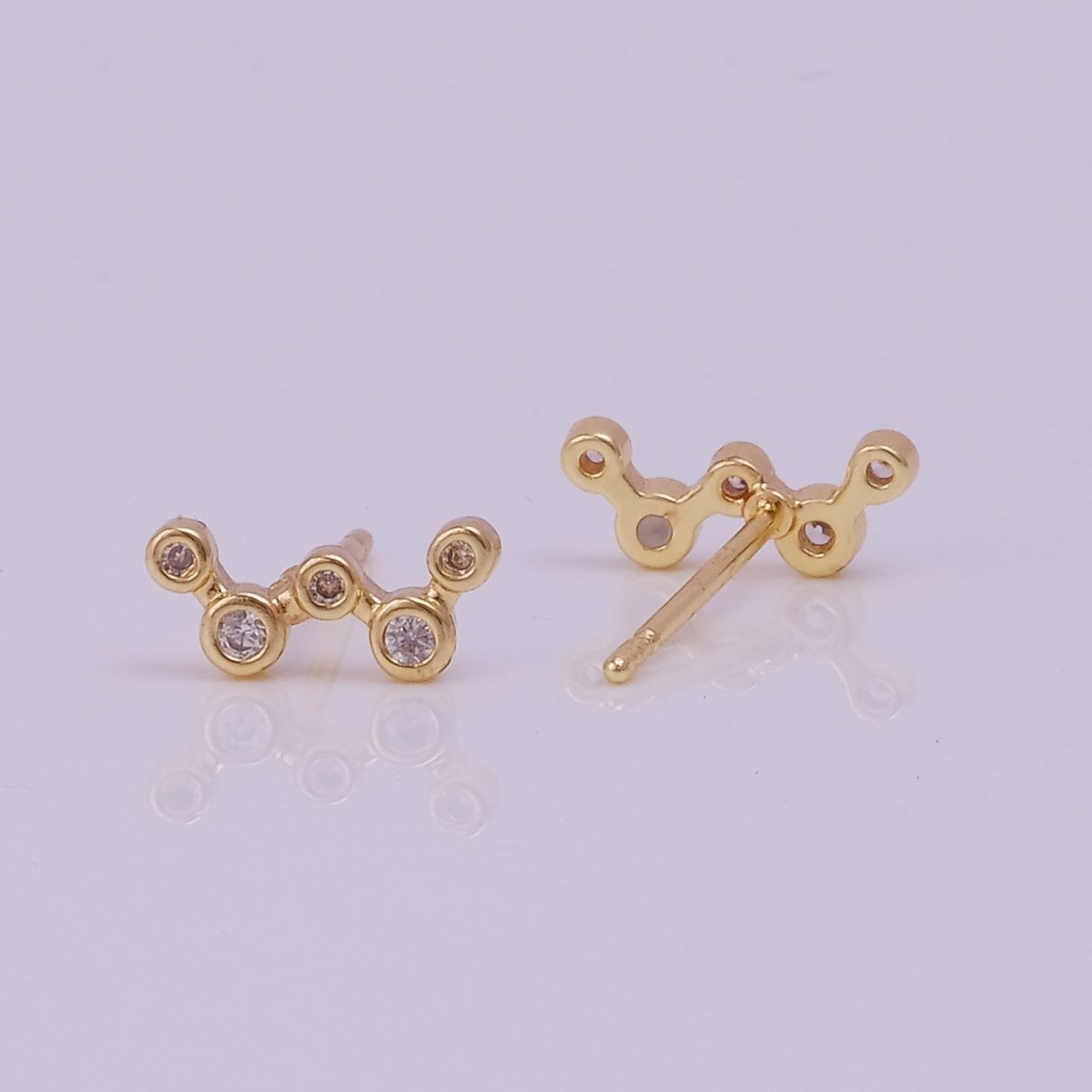 Cute Tiny Cubic Zircon Gemstone Stud Earrings Aesthetic Gold Plated Jewelry For Her