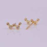Cute Tiny Cubic Zircon Gemstone Stud Earrings Aesthetic Gold Plated Jewelry For Her