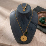 Dainty Gold Plated Sunburst Medallion Pendant Necklace with Teardrop Gemstone 5318