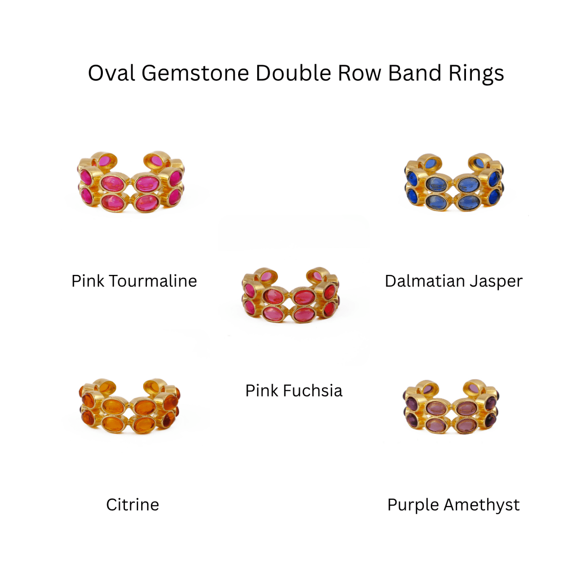 Dainty Oval Shape Pink Tourmaline Band Ring, 18K Gold Plated Adjustable Jewelry CR - 1028