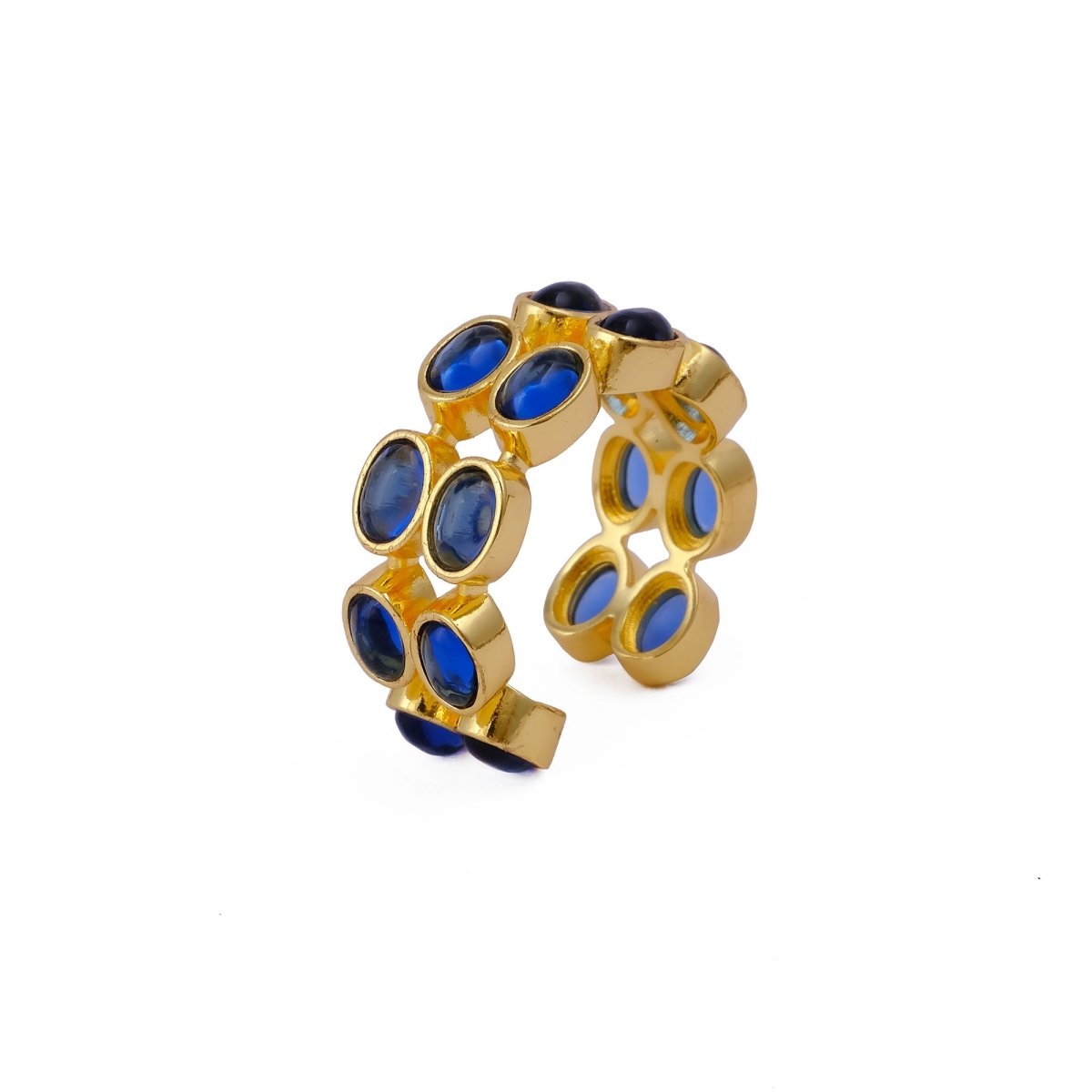 Dainty Oval Shape Pink Tourmaline Band Ring, 18K Gold Plated Adjustable Jewelry CR - 1028