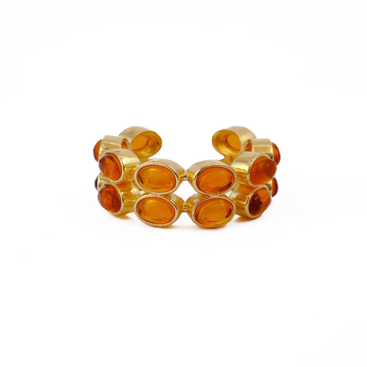 Dainty Oval Shape Pink Tourmaline Band Ring, 18K Gold Plated Adjustable Jewelry CR - 1028