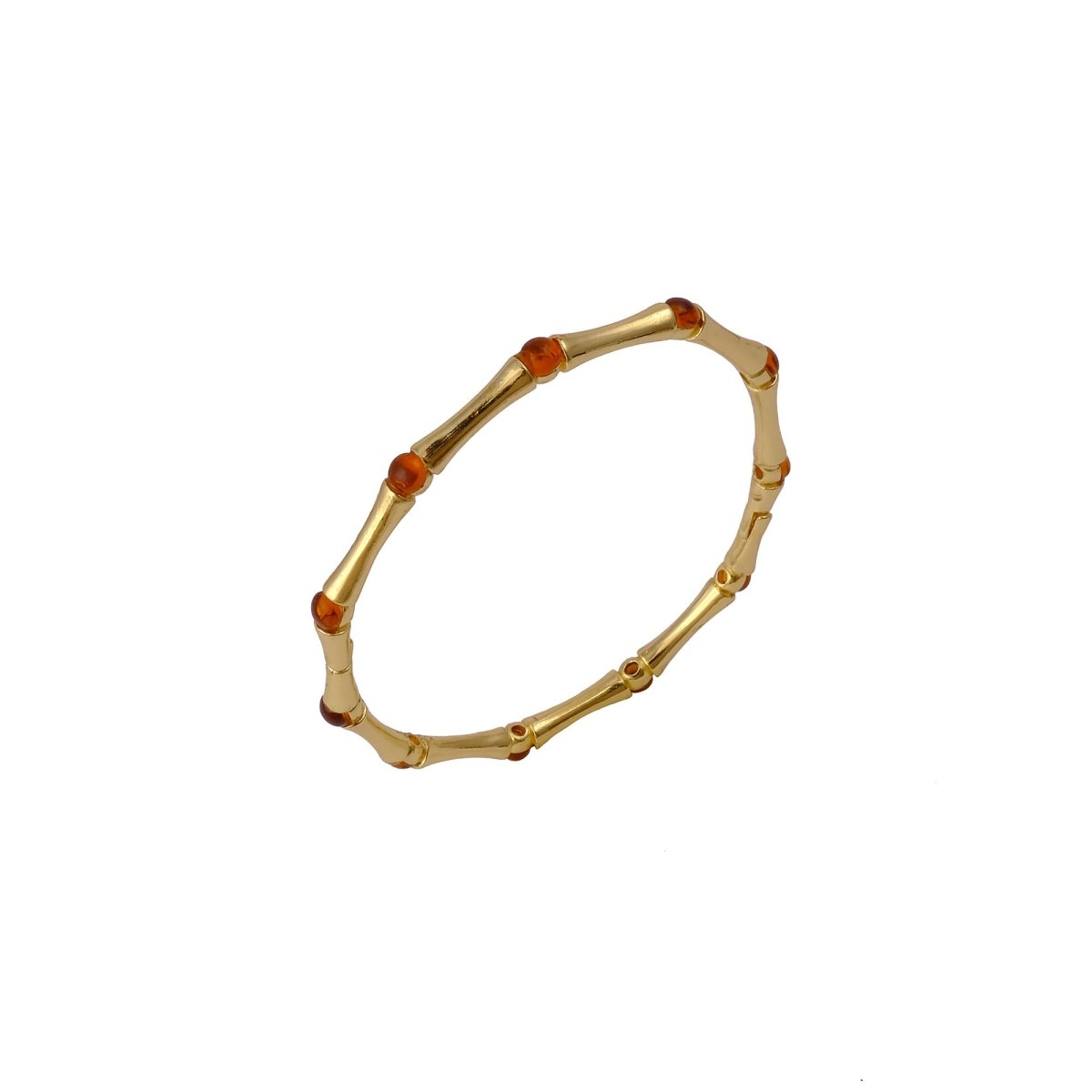 Dainty Pink Fuchsia Stacking Bangle, Bamboo Style Gold Plated Brass Jewelry Cb - 1001