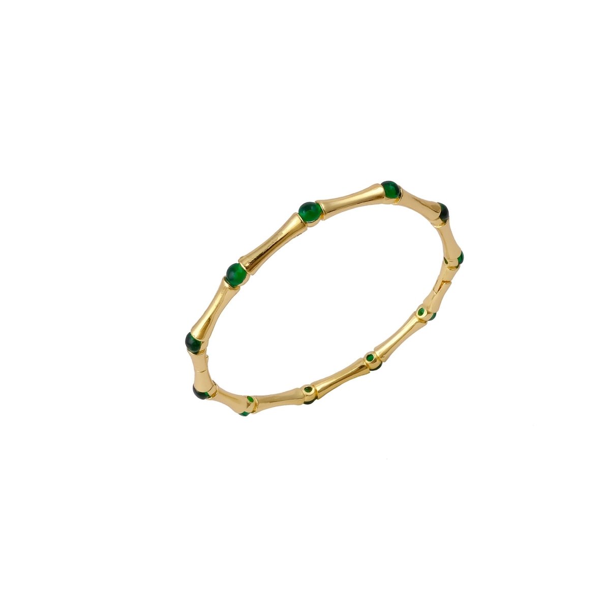 Dainty Pink Fuchsia Stacking Bangle, Bamboo Style Gold Plated Brass Jewelry Cb - 1001