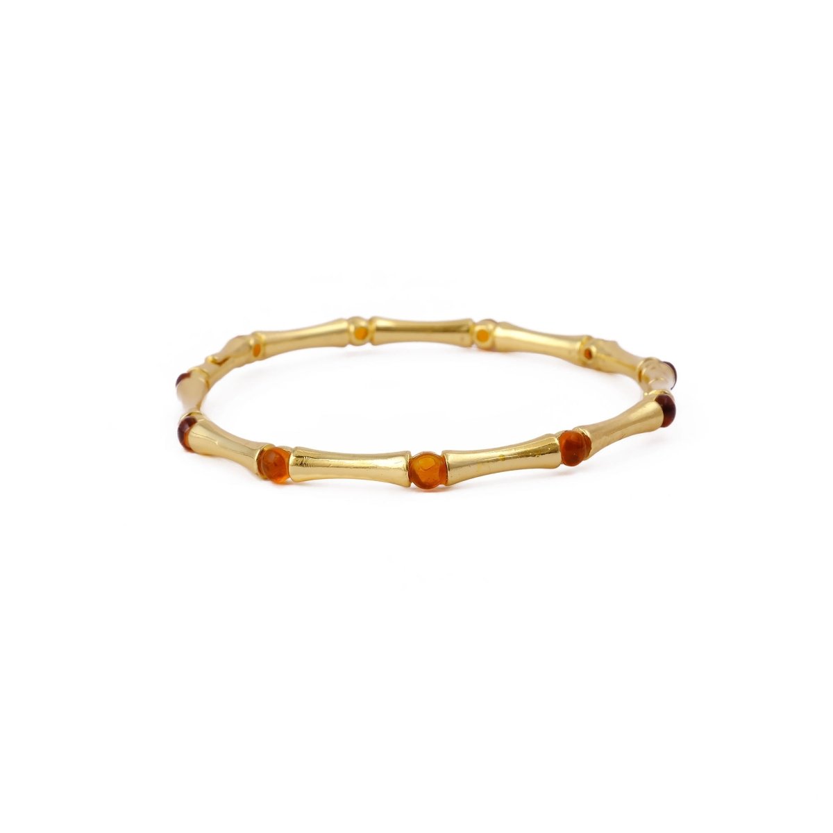 Dainty Pink Fuchsia Stacking Bangle, Bamboo Style Gold Plated Brass Jewelry Cb - 1001