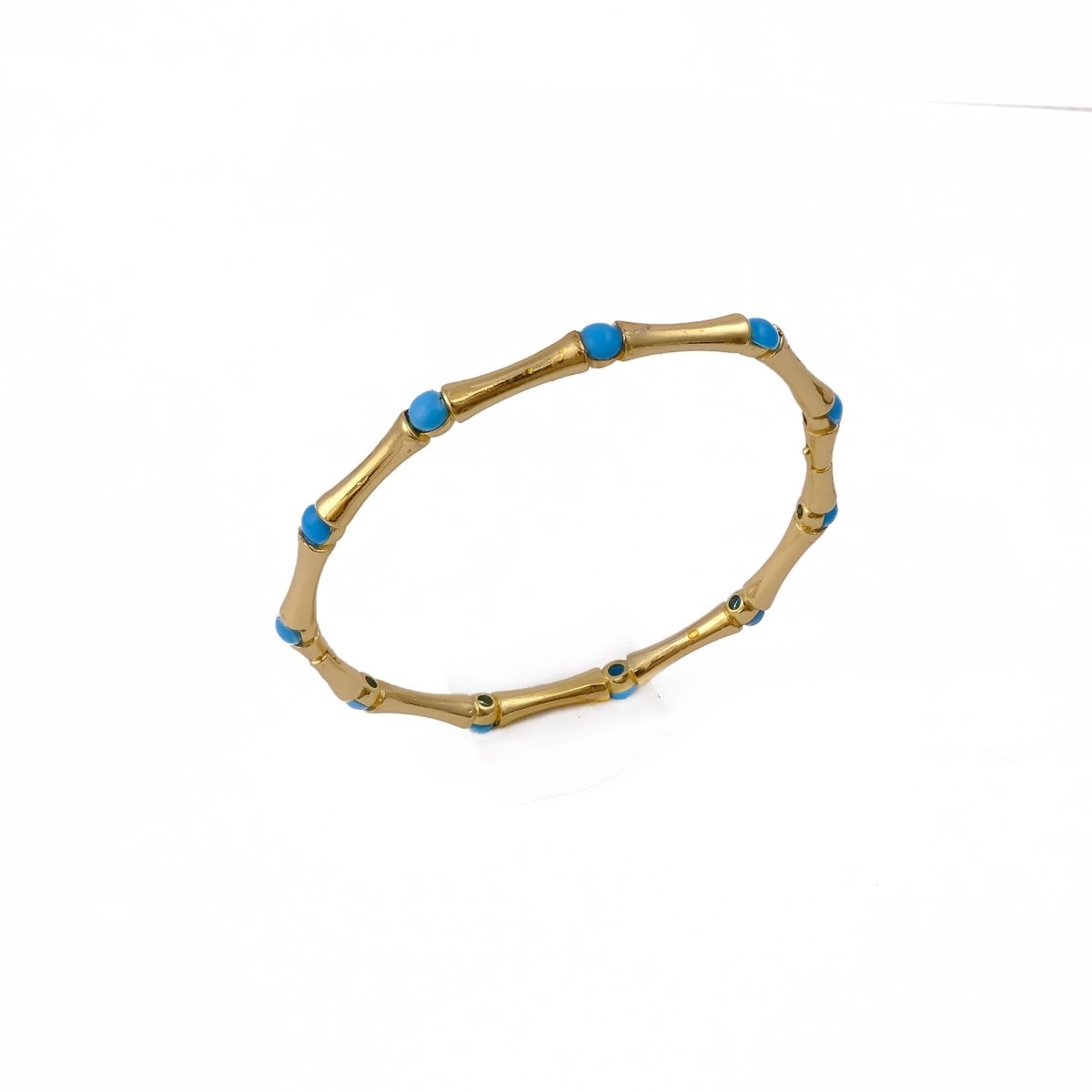 Dainty Pink Fuchsia Stacking Bangle, Bamboo Style Gold Plated Brass Jewelry Cb - 1001