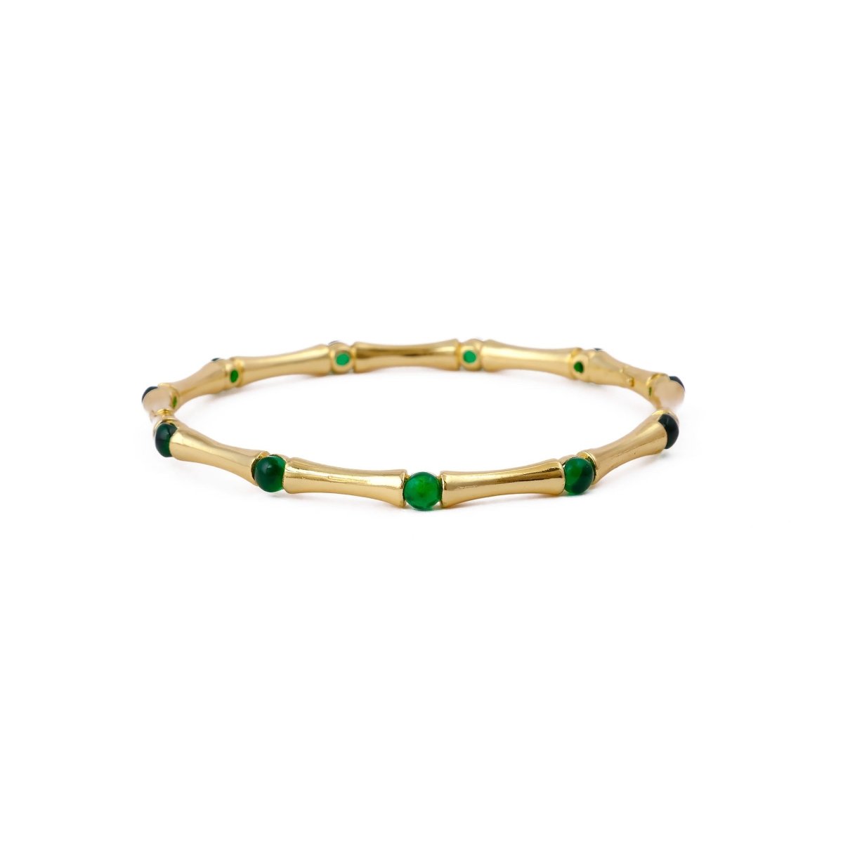 Dainty Pink Fuchsia Stacking Bangle, Bamboo Style Gold Plated Brass Jewelry Cb - 1001