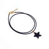 Dainty Starfish Pendant Necklace on Black Cord, Summer Beach Jewelry for Her 5252 Black