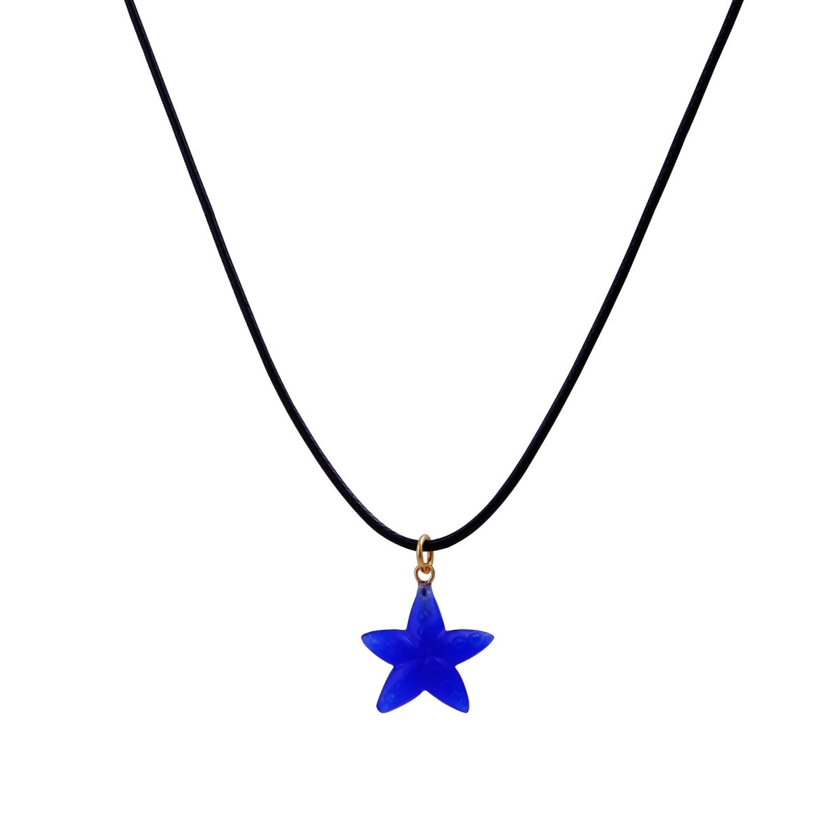 Dainty Starfish Pendant Necklace on Black Cord, Summer Beach Jewelry for Her 5252