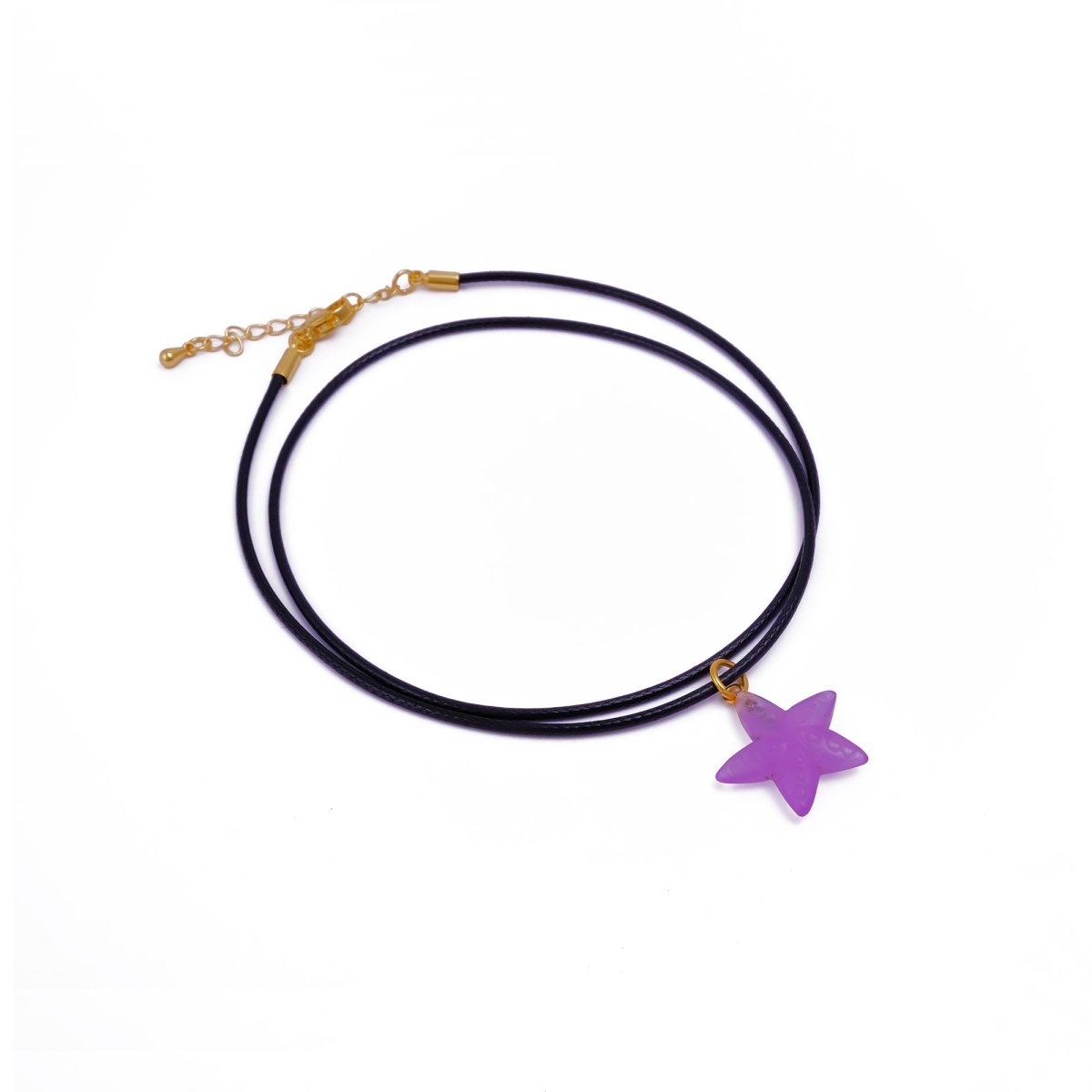 Dainty Starfish Pendant Necklace on Black Cord, Summer Beach Jewelry for Her 5252