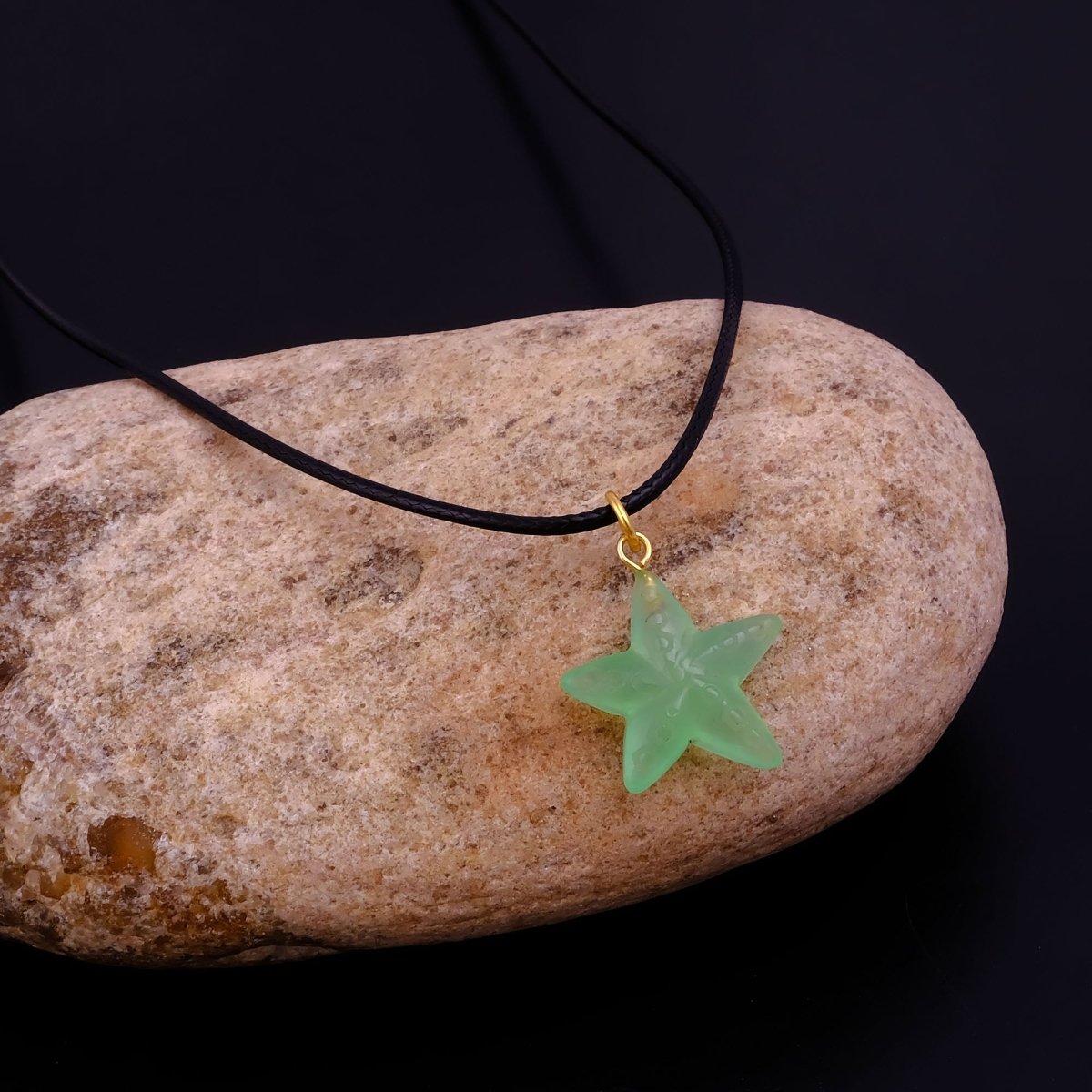 Dainty Starfish Pendant Necklace on Black Cord, Summer Beach Jewelry for Her 5252