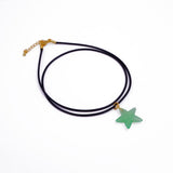 Dainty Starfish Pendant Necklace on Black Cord, Summer Beach Jewelry for Her 5252 Green