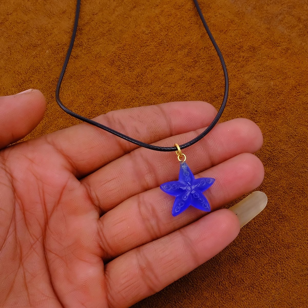 Dainty Starfish Pendant Necklace on Black Cord, Summer Beach Jewelry for Her 5252