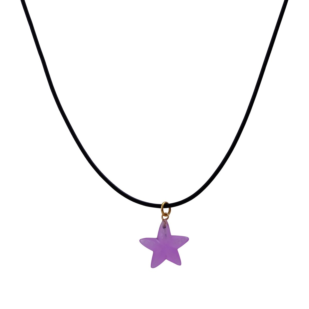 Dainty Starfish Pendant Necklace on Black Cord, Summer Beach Jewelry for Her 5252