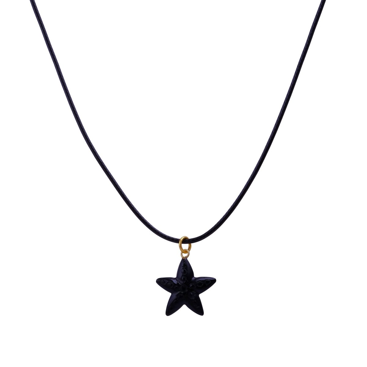Dainty Starfish Pendant Necklace on Black Cord, Summer Beach Jewelry for Her 5252