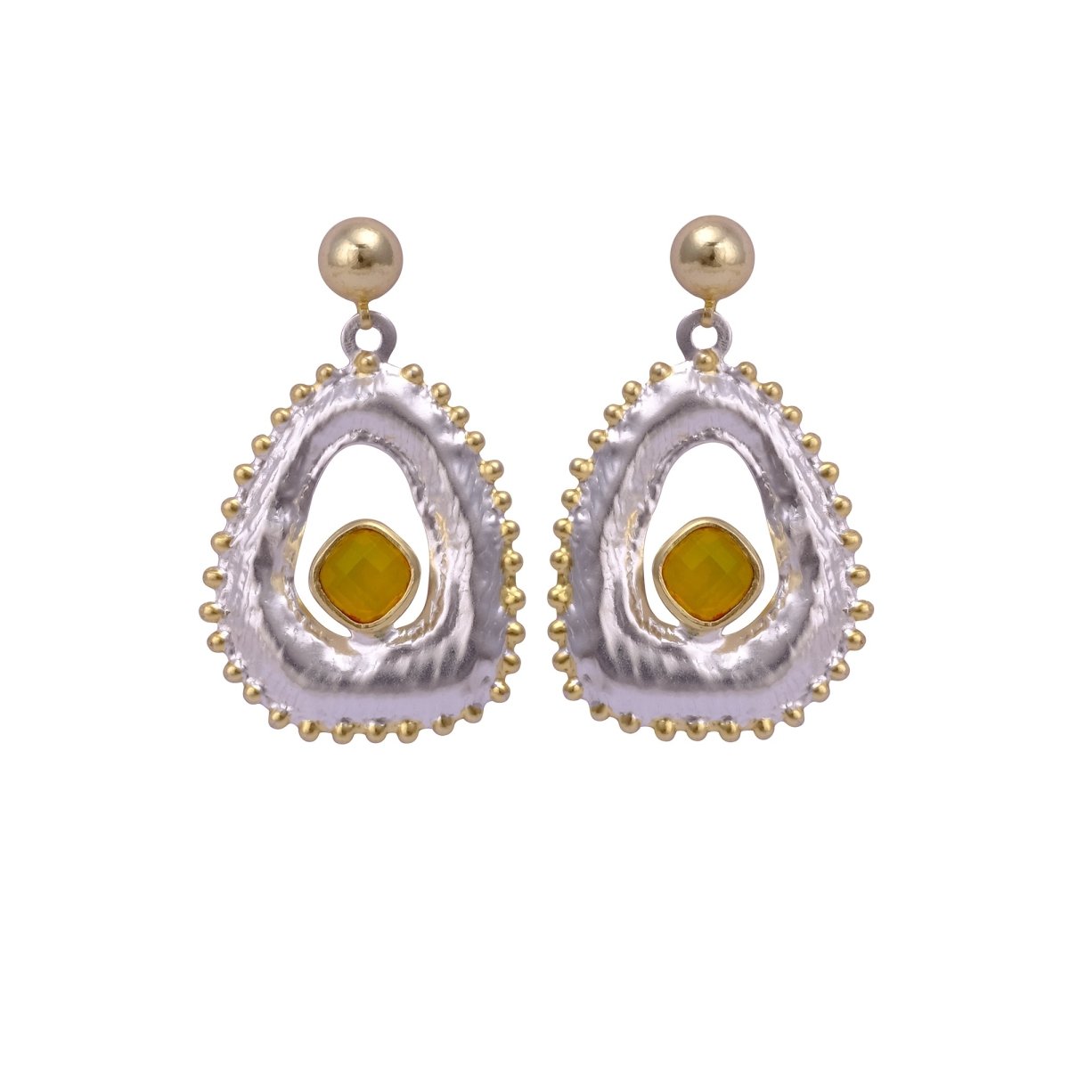 Dangle Drop Earrings- Silver Plated Faceted Cut Chalcedony Gemstone Earrings-Push Back Studs Earrings -Fancy Leafe Statement Earrings, Gift For Her. S