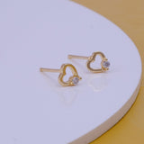 Delicate Gold Plated Tiny Heart Cubic Zirconia Stud Earrings