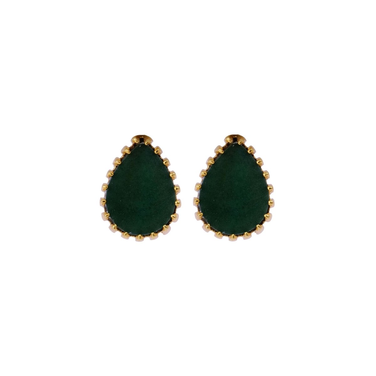 Dendrite Opal Stud Earring Gold Plated Prong Setting Gemstone Handmade Earring
