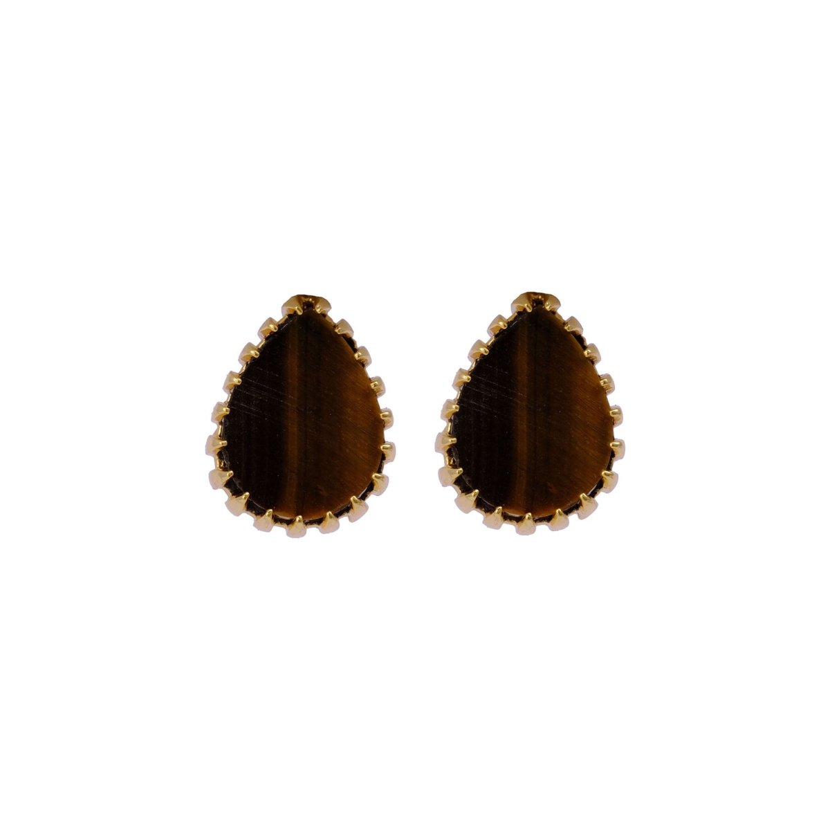 Dendrite Opal Stud Earring Gold Plated Prong Setting Gemstone Handmade Earring