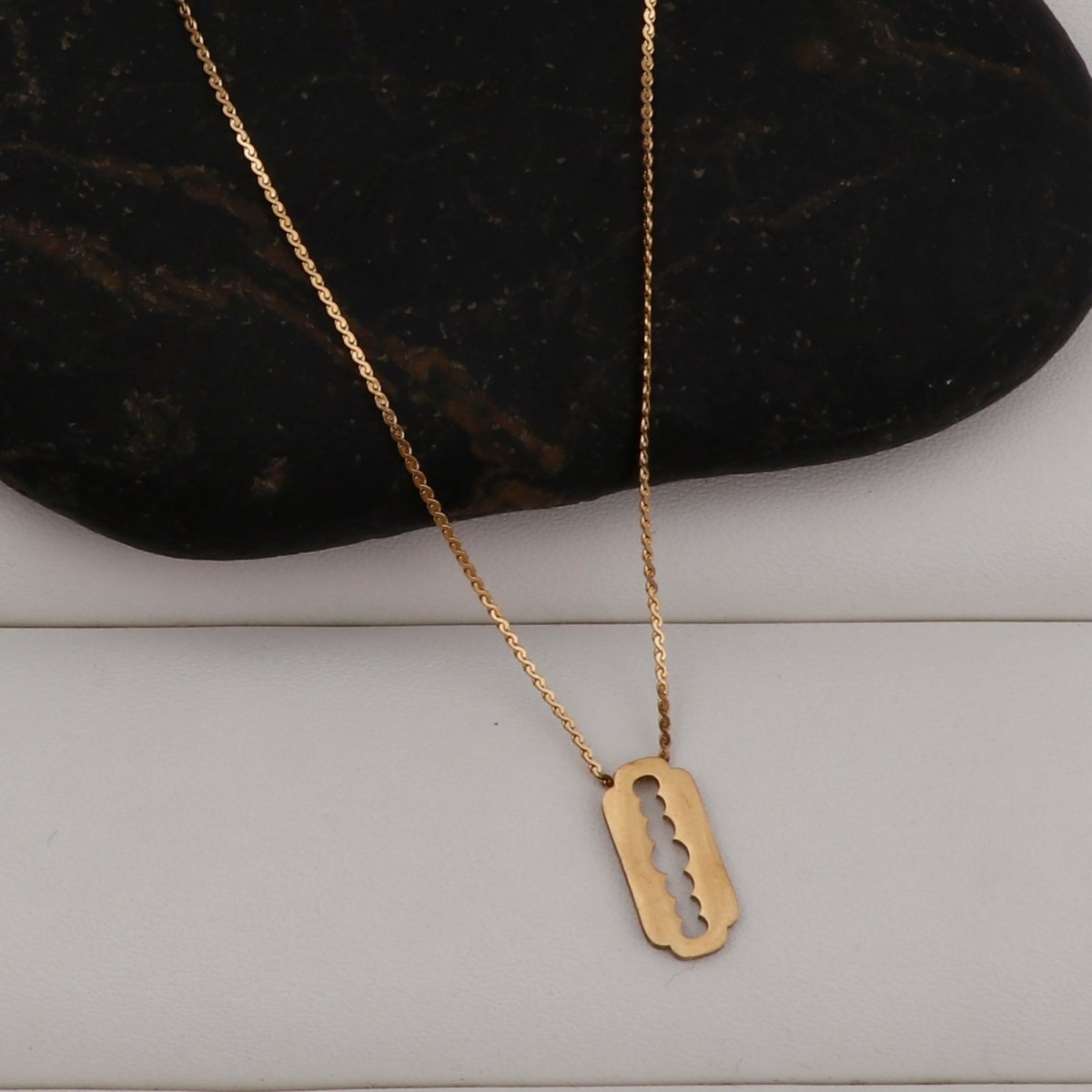 Edgy Blade Charm Necklace Minimal Gold Plated Necklace For Her