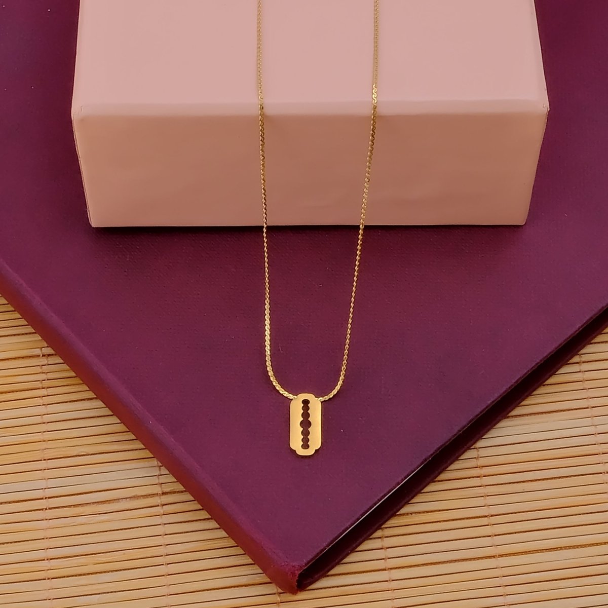 Edgy Blade Charm Necklace Minimal Gold Plated Necklace For Her