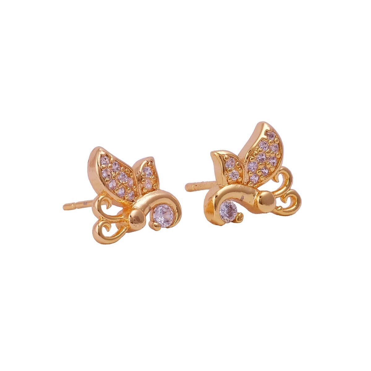 Elegant Butterfly Stud Earrings Cute Tiny Studs Gold Plated Jewelry For Her