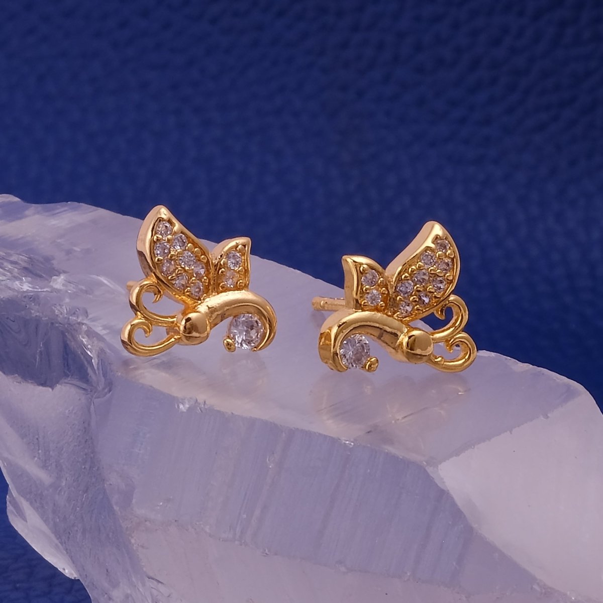 Elegant Butterfly Stud Earrings Cute Tiny Studs Gold Plated Jewelry For Her
