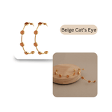 Elegant Cats Eye Open Hoop Earrings, Gold Plated Bezel Set Jewelry CE-1029 Beige Cat's Eye