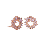 Elegant Cubic Zircon Gemstone Stud Earrings Gold Plated Jewelry For Her