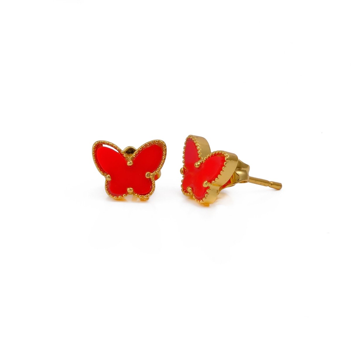 Elegant Enamel Butterfly Stud Gold Plated Animal Earrings