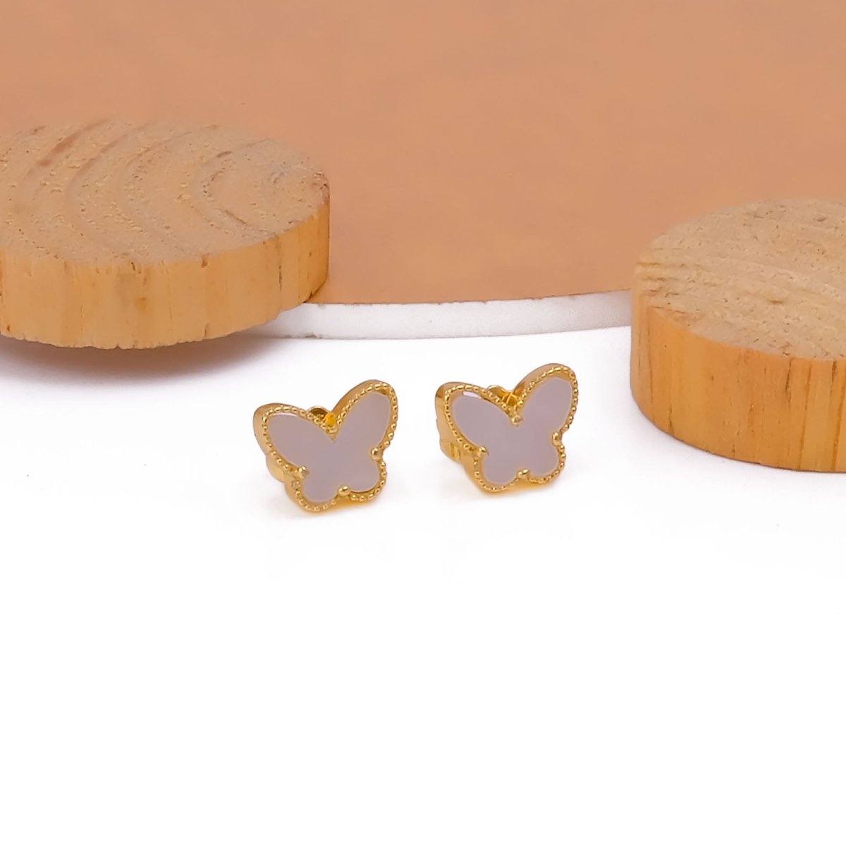 Elegant Enamel Butterfly Stud Gold Plated Animal Earrings