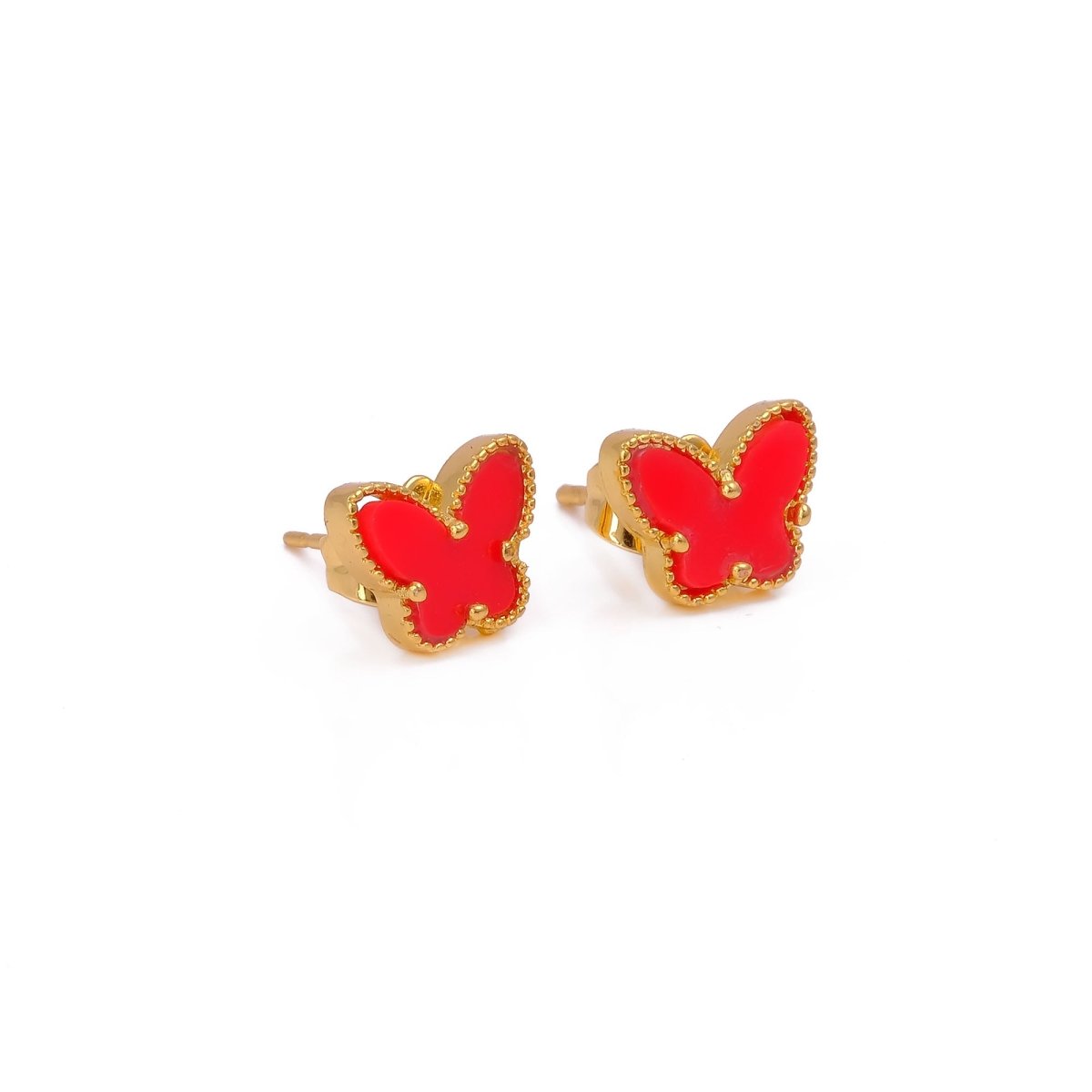 Elegant Enamel Butterfly Stud Gold Plated Animal Earrings