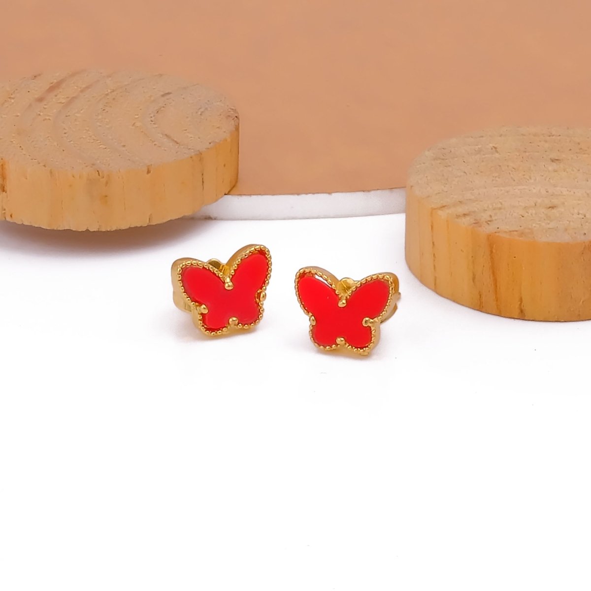 Elegant Enamel Butterfly Stud Gold Plated Animal Earrings