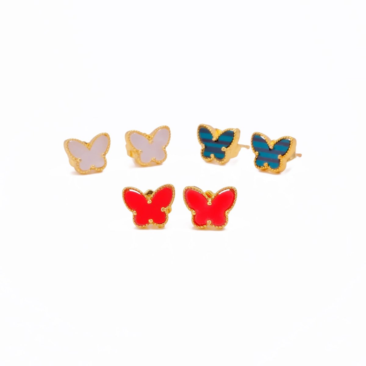 Elegant Enamel Butterfly Stud Gold Plated Animal Earrings