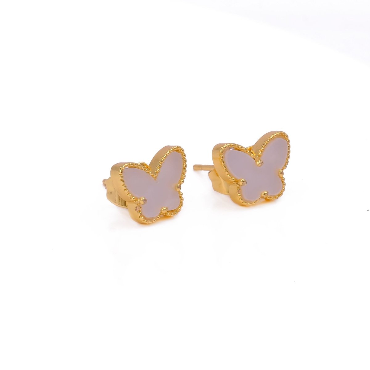 Elegant Enamel Butterfly Stud Gold Plated Animal Earrings