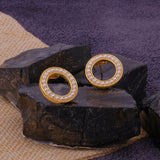 Elegant Pearl Open Oval Earrings Gold Plated Jewelry