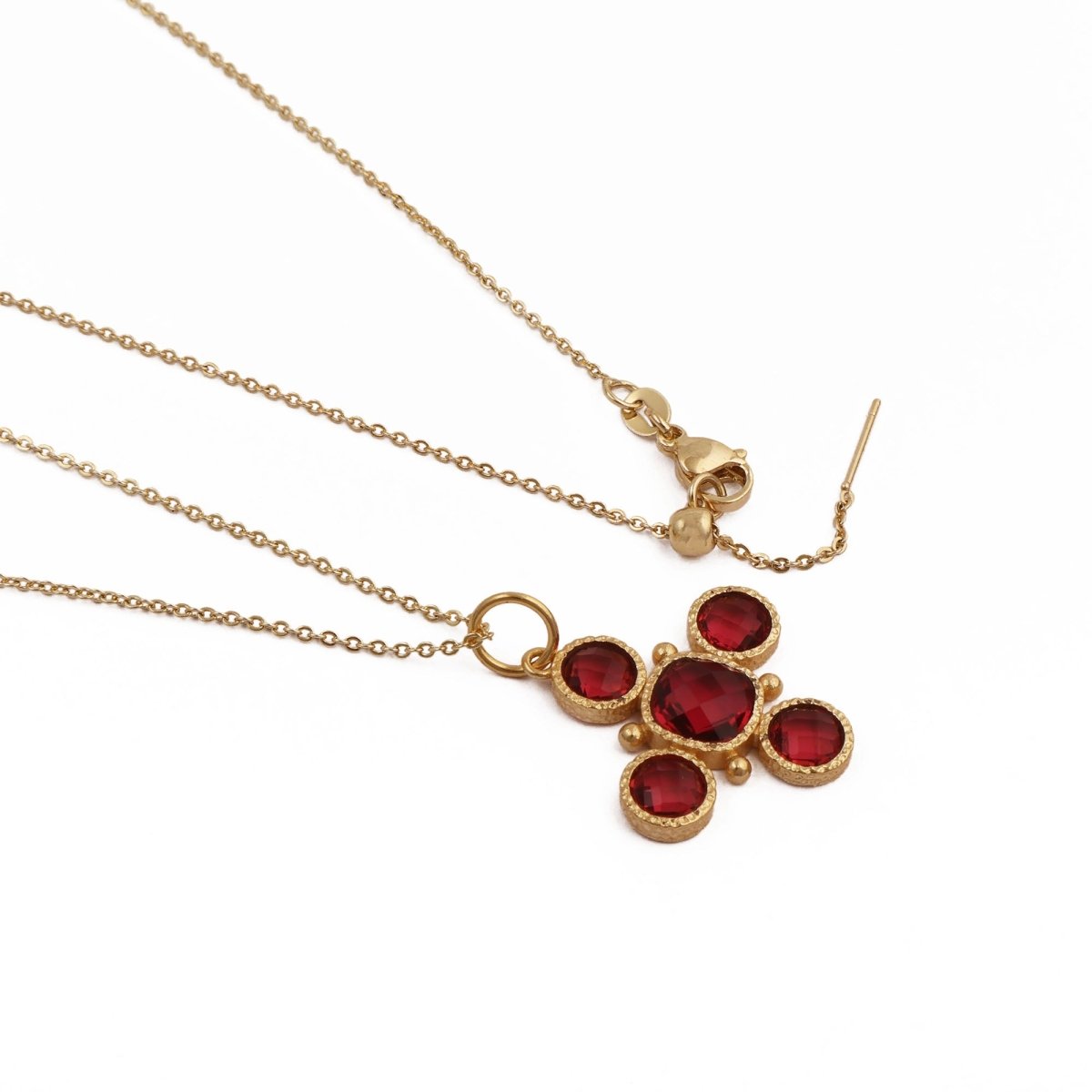 Emerald Cross Pendant Necklace, Gold Plated Bezel Set Jewelry 5388