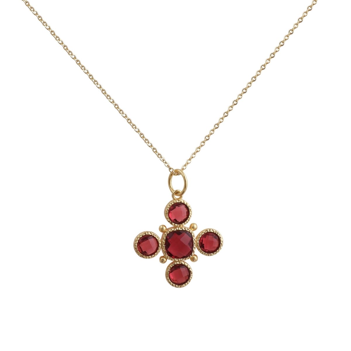 Emerald Cross Pendant Necklace, Gold Plated Bezel Set Jewelry 5388