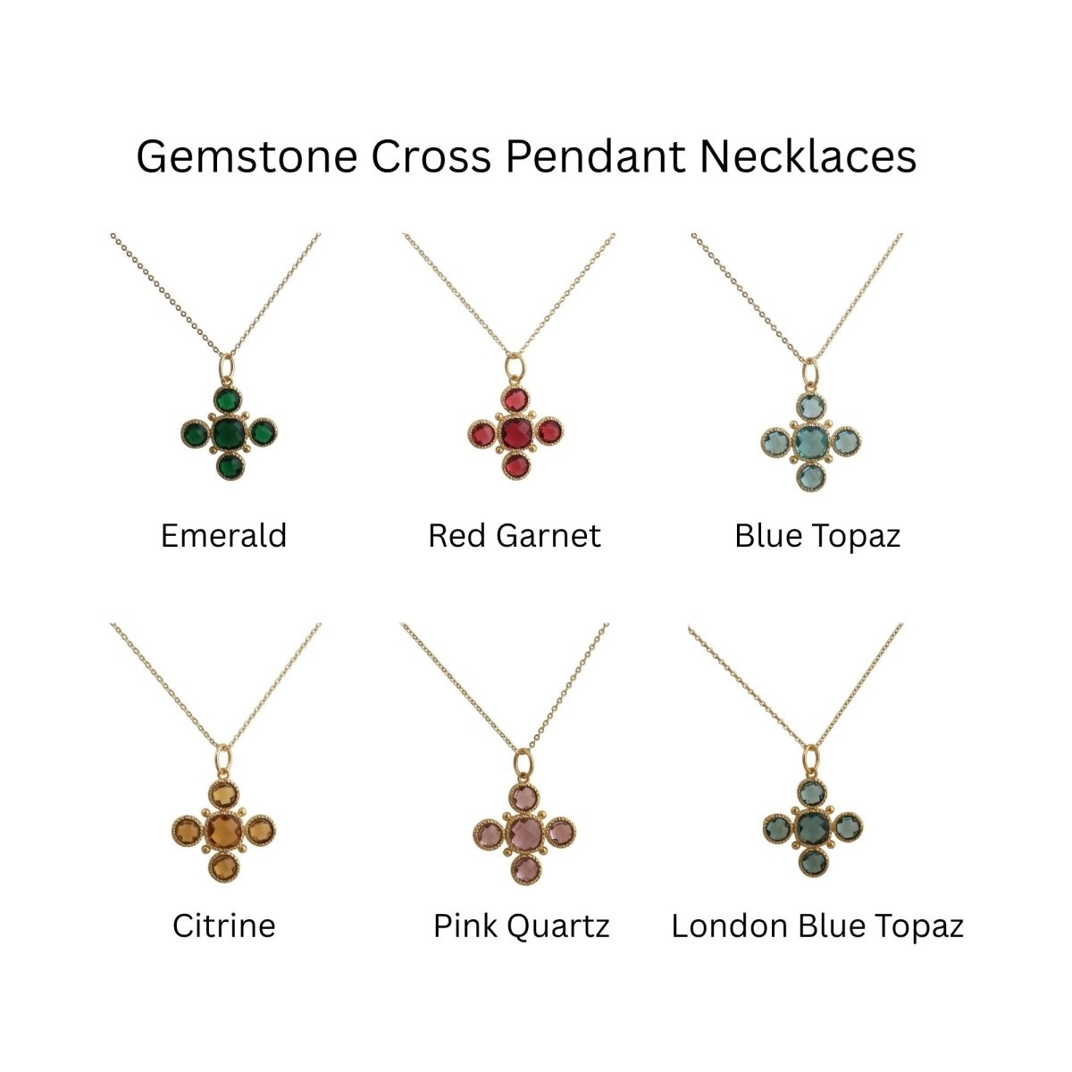Emerald Cross Pendant Necklace, Gold Plated Bezel Set Jewelry 5388