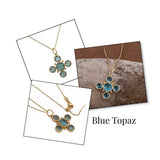 Emerald Cross Pendant Necklace, Gold Plated Bezel Set Jewelry 5388 Blue Topaz