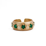 Emerald Quartz Ring Gold Plated Prong Setting Gemstone Adjustable Open Band Ring