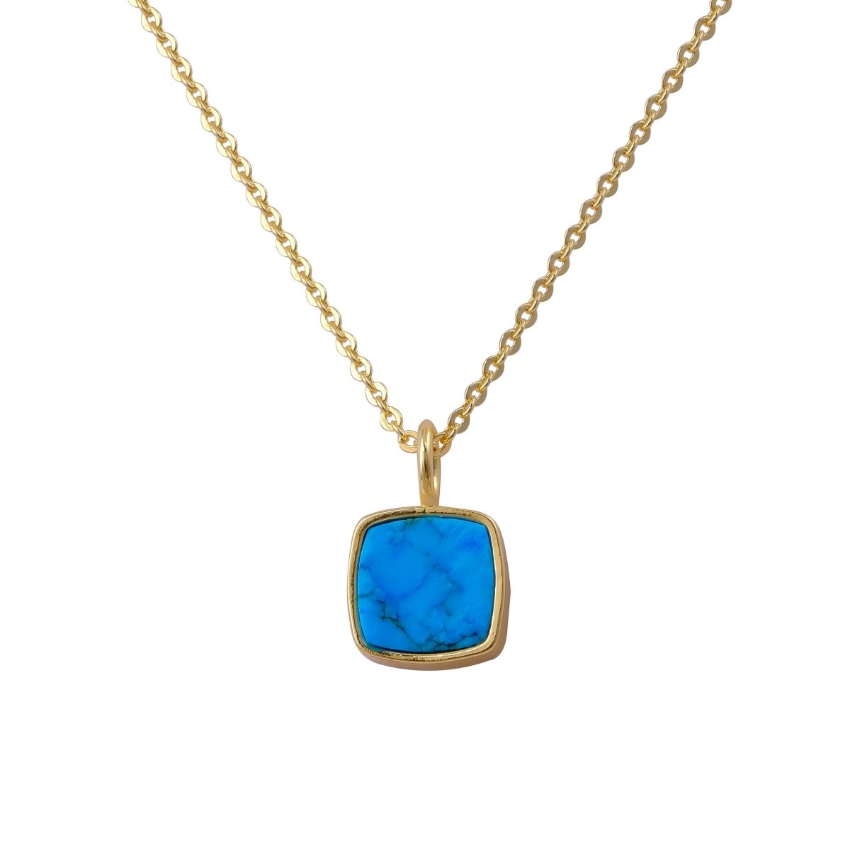 Emerald Raw Gemstone Pendants, Cushion Shape Gold Plated Charm Necklace CN - 1002
