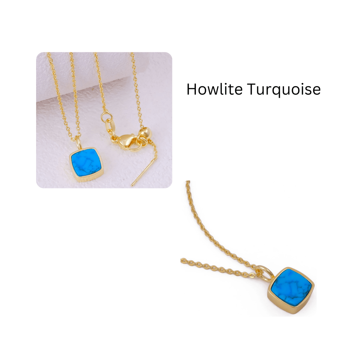Emerald Raw Gemstone Pendants, Cushion Shape Gold Plated Charm Necklace CN - 1002